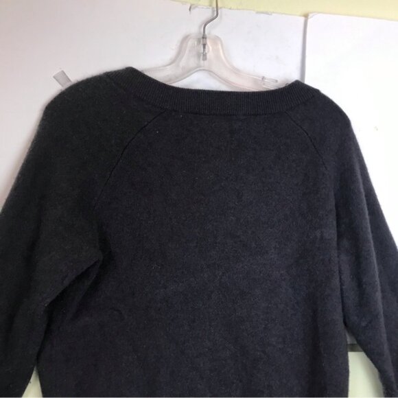 Aritzia Golden TNA Stowe Cashmere Wool V Neck Pullover Sweater Ribbed Layer Top - Picture 9 of 15